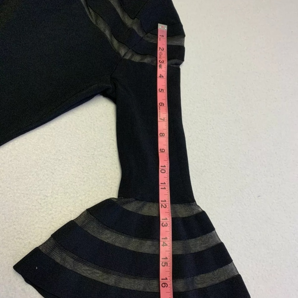 ELIZA J Bell Sleeve W/Mesh inserts Black PM Dress - Picture 6 of 8